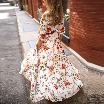 JuliaFashion-Luludress 2024 Orange Flowers Boho Sundress