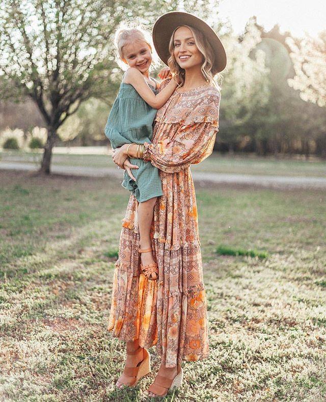 JuliaFashion-Pinkish Orange Loose Long Sleeve Bohemian Dress