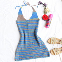 JuliaFashion-Boho Halter Knitted Mini Dress