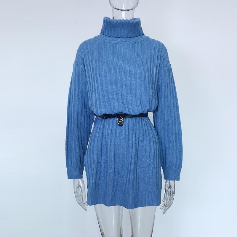 JuliaFashion - 2024 Turtleneck Loose Sweater Dress