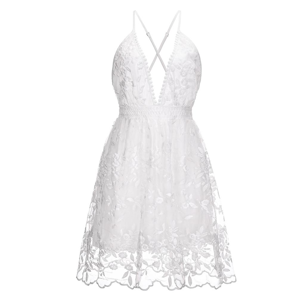 JuliaFashion-Boho Chic Backless Floral Lace Dress