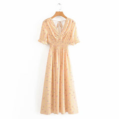 JuliaFashion-Free Soul Yellow Backless Maxi Dress