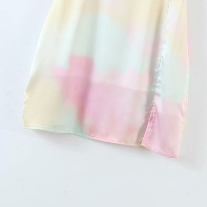 JuliaFashion - 2024 Soft Girl Tie Dye Print Mini Dress