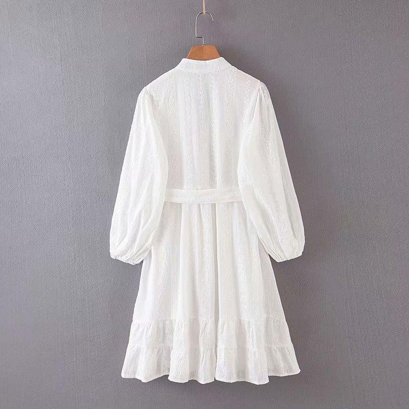 JuliaFashion-2024 Lace Aesthetic White Dress