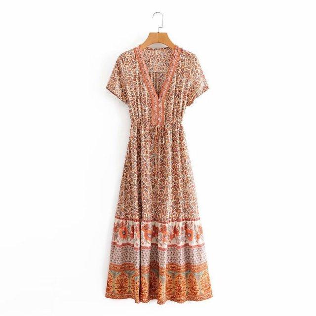 JuliaFashion-Blossom Gypsy Boho Maxi Dress