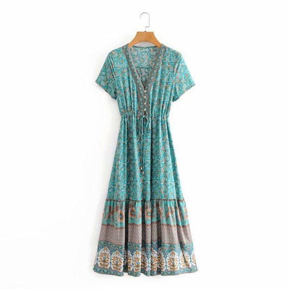 JuliaFashion-Blossom Gypsy Boho Maxi Dress