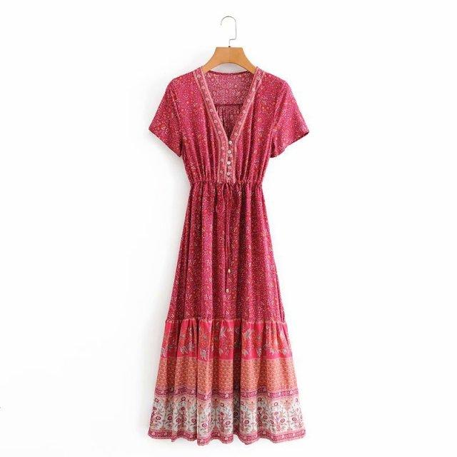 JuliaFashion-Blossom Gypsy Boho Maxi Dress