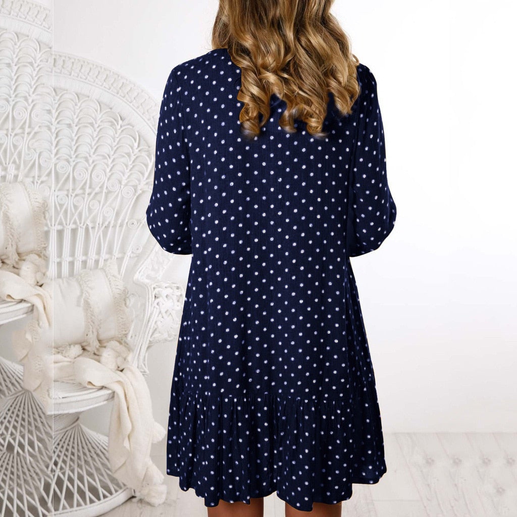 JuliaFashion-Women Dots Print Dress