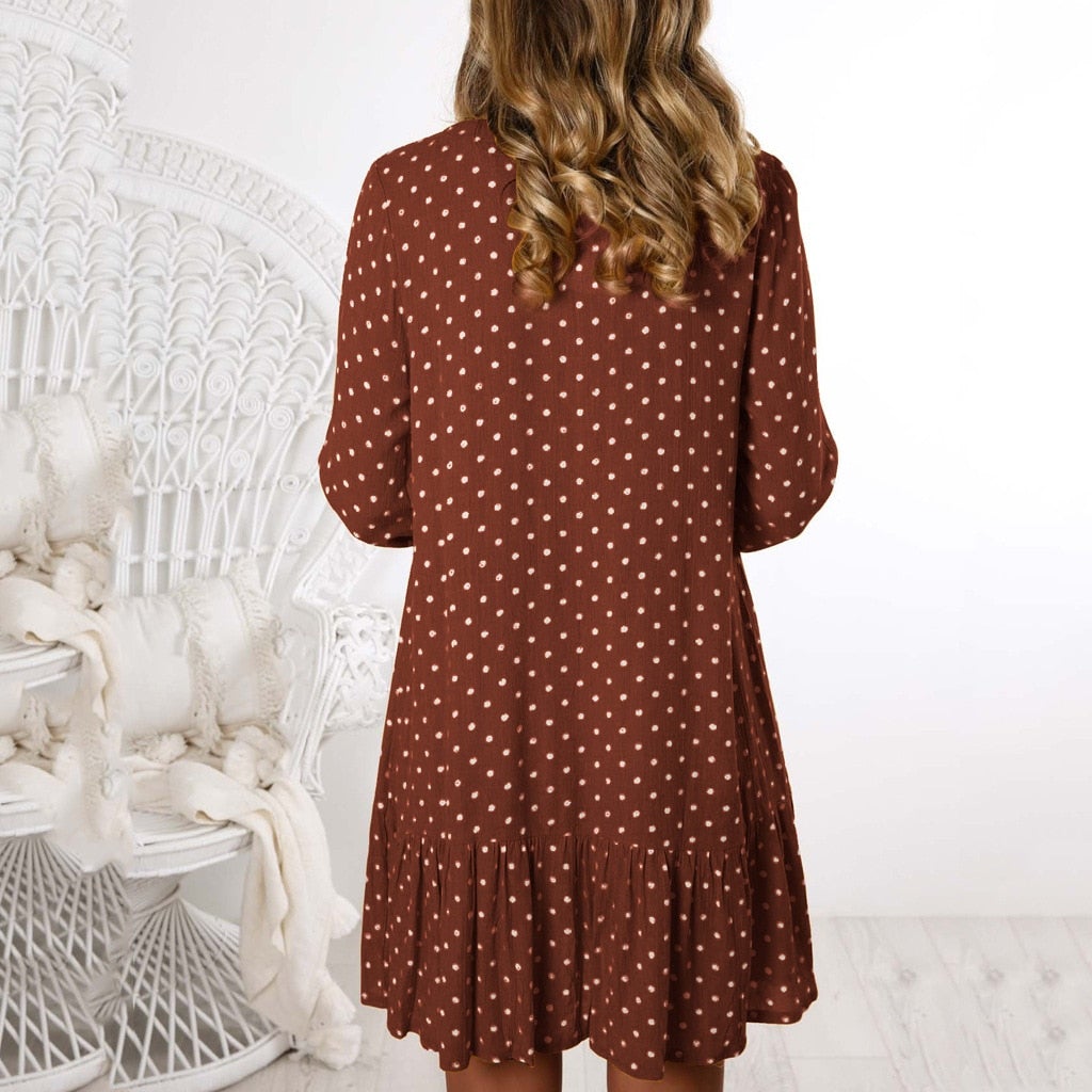 JuliaFashion-Women Dots Print Dress