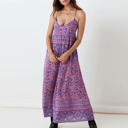 JuliaFashion - 2024 Purple Lace Up Backless Maxi Dress