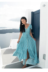 JuliaFashion - Sexy Backless Blue Maxi Dress