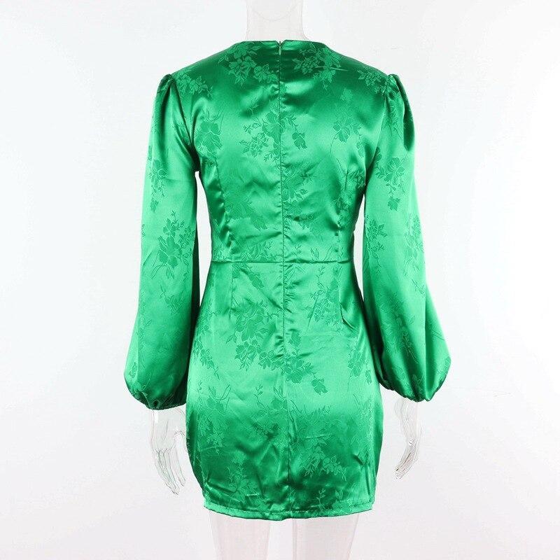 JuliaFashion - 2024 Sexy Lantern Sleeve Green Mini Dress