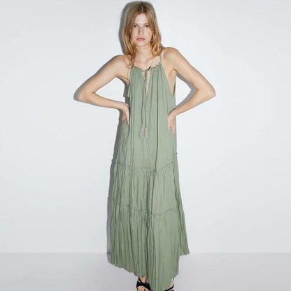 JuliaFashion - 2024 Sexy Loose Strap Maxi Boho Dress