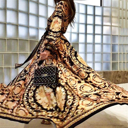 JuliaFashion - 2024 V-Neck Plus Long Tied Waistband Kimono Dress